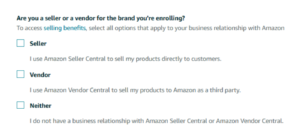 Business Relationship Select Your Business Relationship with Amazon