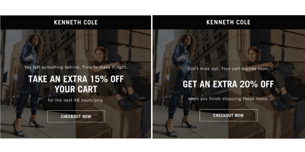 Example of cart abandonment drip campaign - Kenneth Cole Example of cart abandonment drip campaign Kenneth Cole