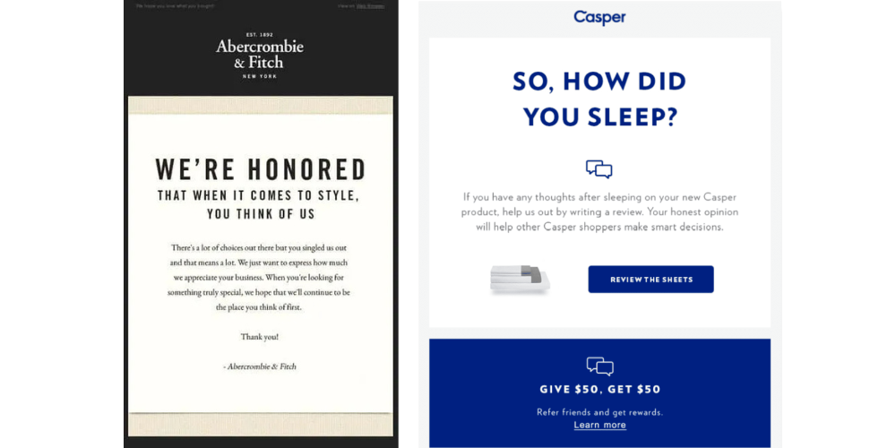 Examples of Post-purchase engagement drip campaign in email marketing Examples of Post-purchase engagement drip campaign in email marketing