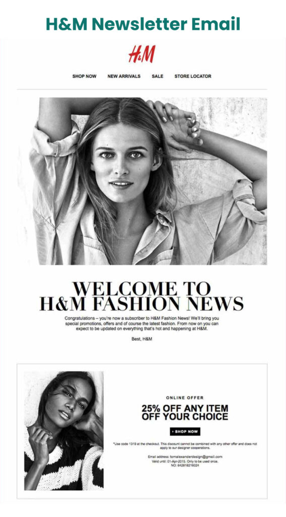 h&m newsletter email h&m's newsletter email